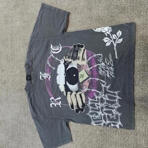 Civil Regime Ghost Rider T-Shirt Men's Graphic Print Cotton Gray Size Medium